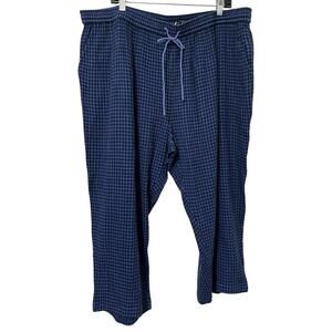 Gudrun Sjoden Ottilia Seeksucker Plaid Pants Size 2XL Navy Organic Cotton NWT